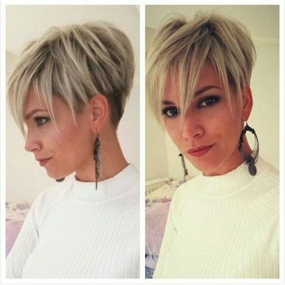 #2. Blonde Stacked Pixie Cuts Long Fringe