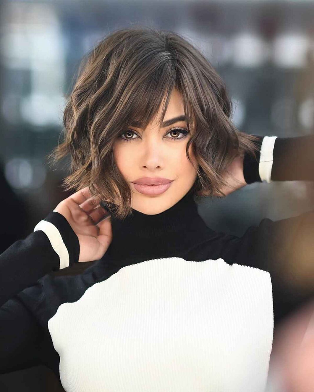 24 edgy kinnlanger Bob mit Pony für einen coolen, modernen Style 💜