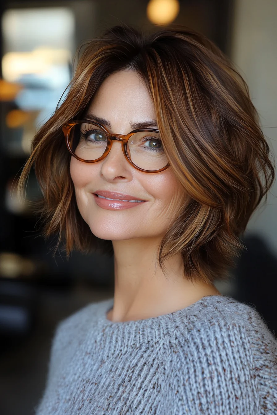 20 trendige Kurzhaarfrisuren für Frauen über 50 mit Brille, die im Jahr 2025 glänzen