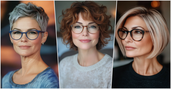 20 trendige Kurzhaarfrisuren für Frauen über 50 mit Brille, die im Jahr 2025 glänzen