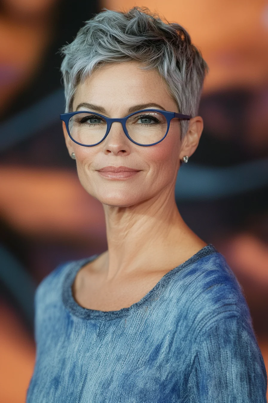 20 trendige Kurzhaarfrisuren für Frauen über 50 mit Brille, die im Jahr 2025 glänzen