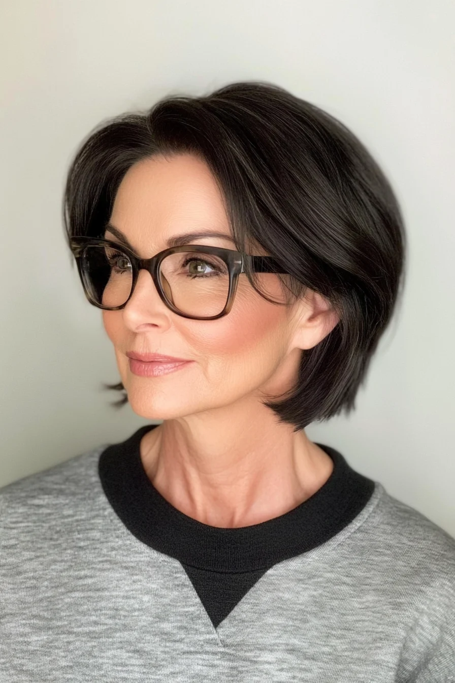 20 trendige Kurzhaarfrisuren für Frauen über 50 mit Brille, die im Jahr 2025 glänzen
