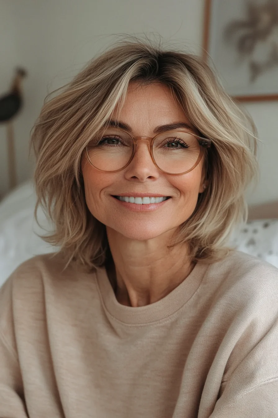 20 trendige Kurzhaarfrisuren für Frauen über 50 mit Brille, die im Jahr 2025 glänzen