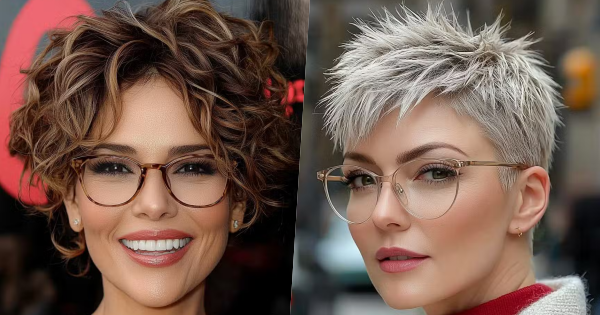 20 stylische Kurzhaarfrisuren für Frauen über 50 mit Brille