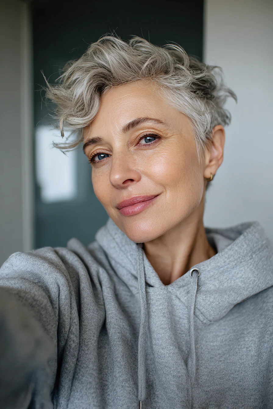 Über 25 Kurzhaarfrisuren für Frauen über 50 mit welligem Haar