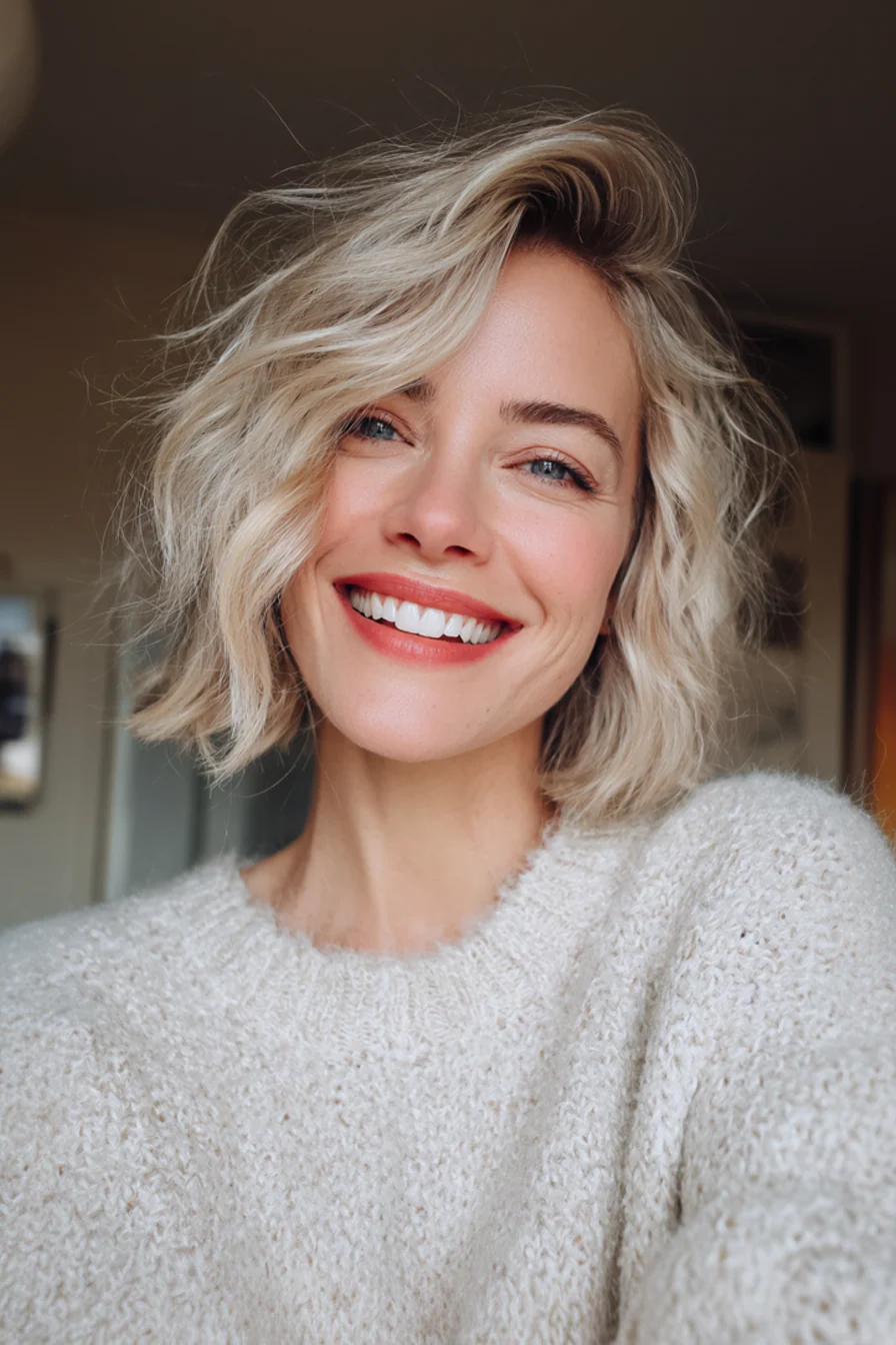 Über 25 Kurzhaarfrisuren für Frauen über 50 mit welligem Haar