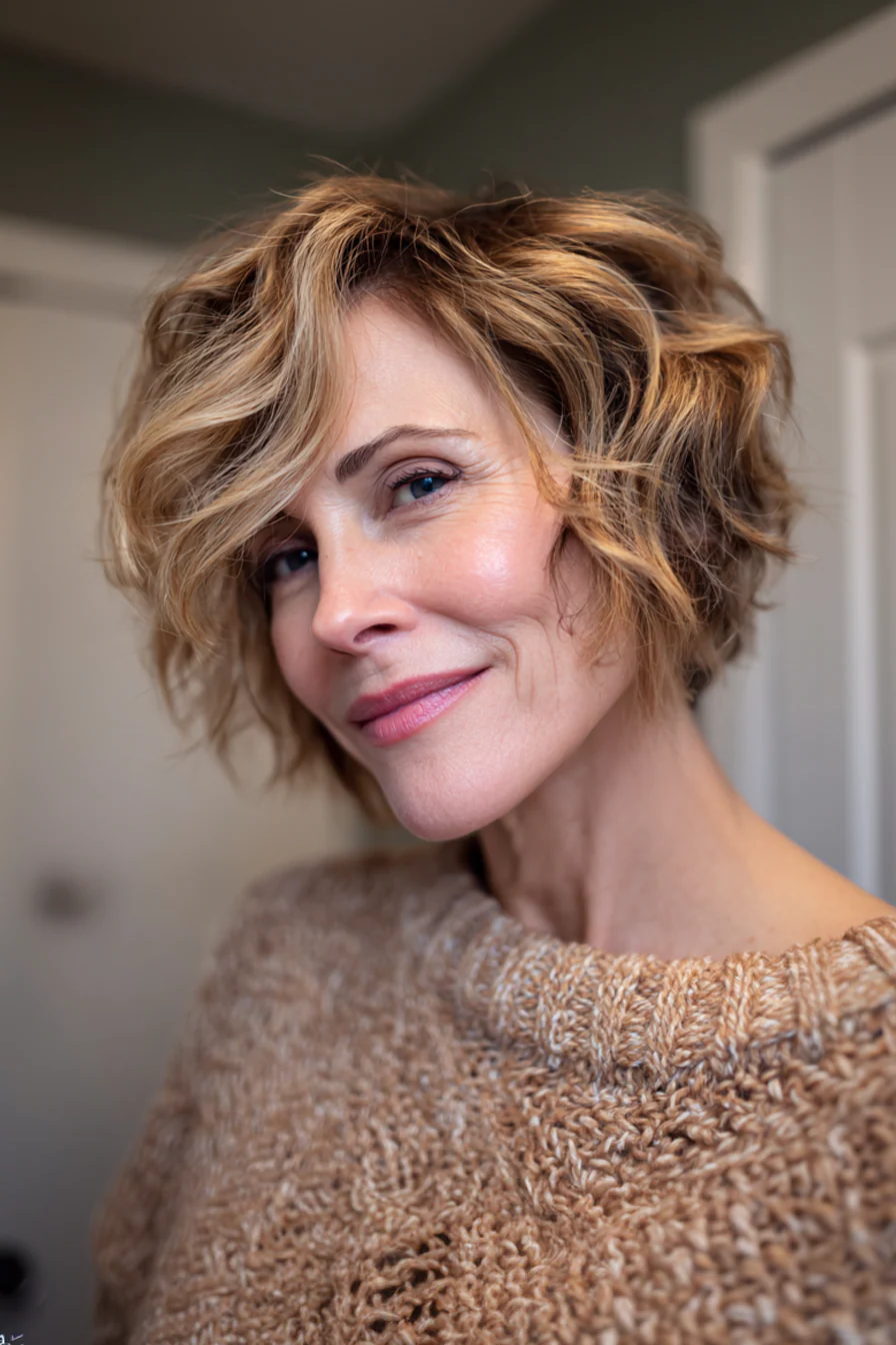 Über 25 Kurzhaarfrisuren für Frauen über 50 mit welligem Haar