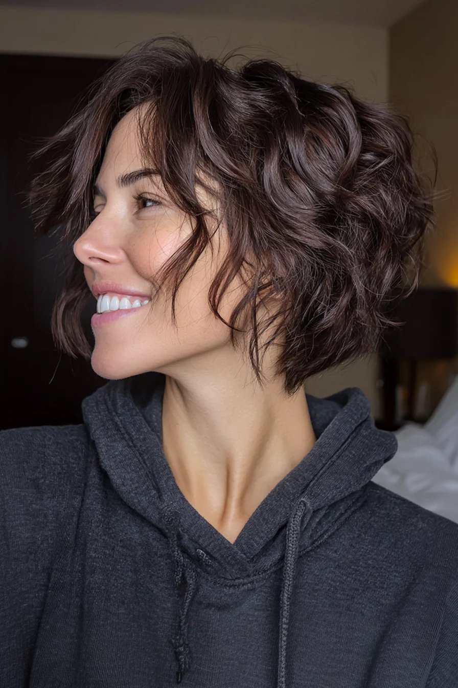 Über 25 Kurzhaarfrisuren für Frauen über 50 mit welligem Haar