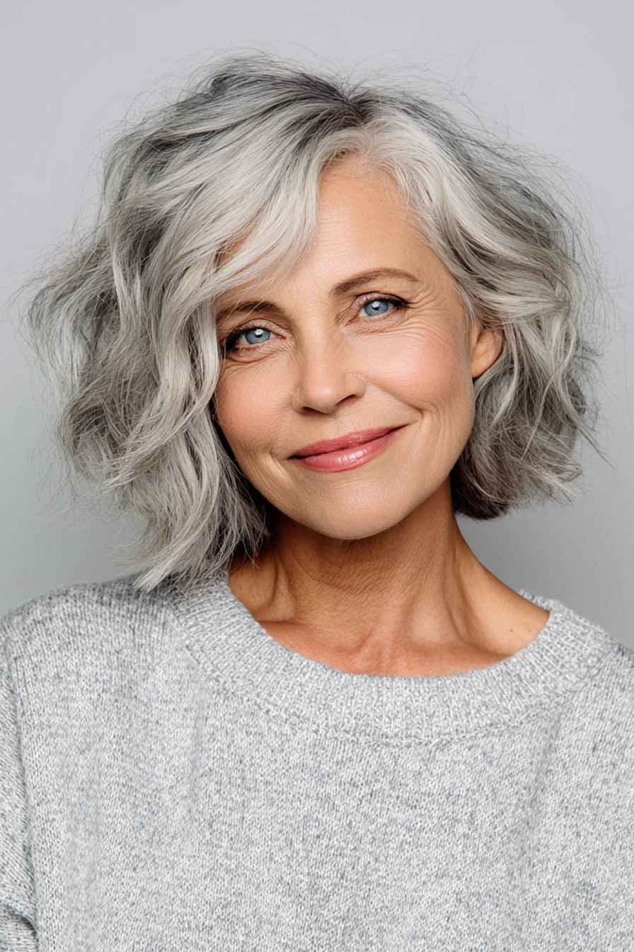 Über 25 Kurzhaarfrisuren für Frauen über 50 mit welligem Haar