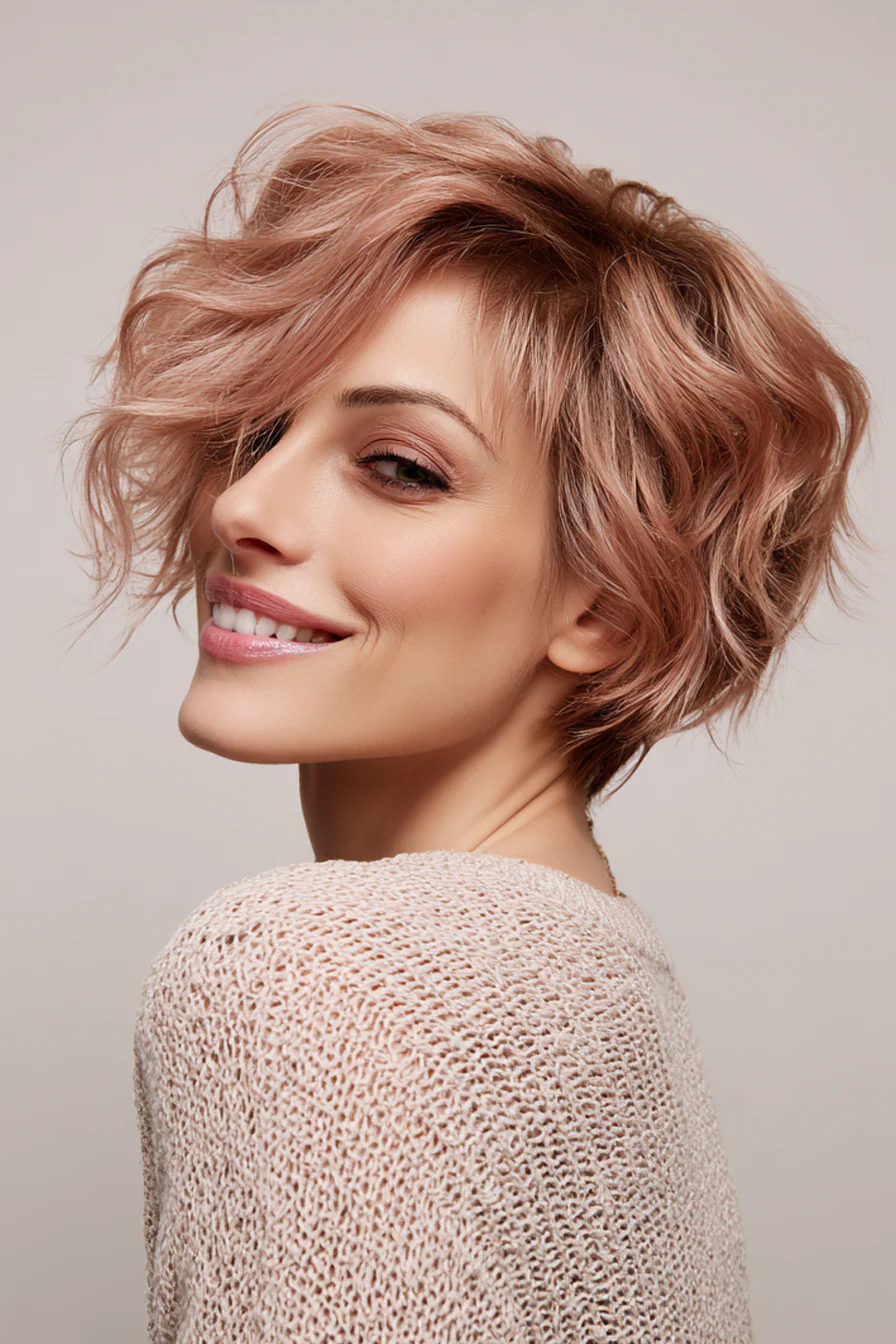 Über 25 Kurzhaarfrisuren für Frauen über 50 mit welligem Haar