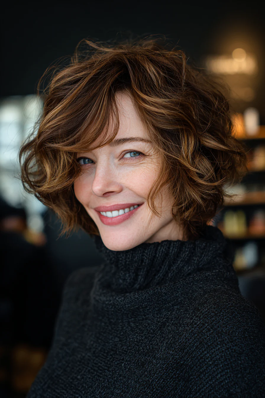 Über 25 Kurzhaarfrisuren für Frauen über 50 mit welligem Haar