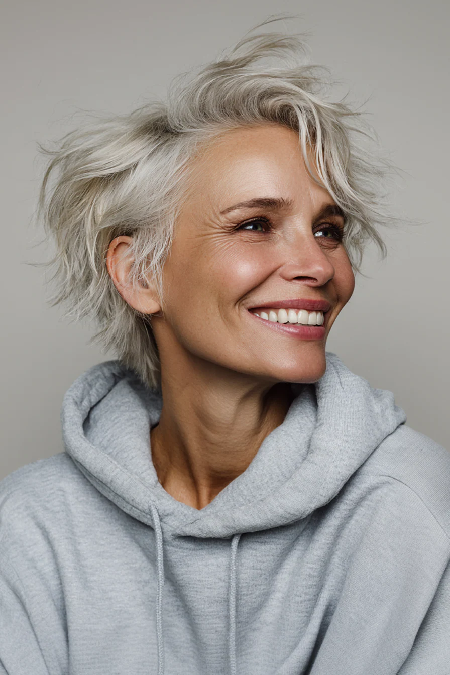 Über 25 Kurzhaarfrisuren für Frauen über 50 mit welligem Haar