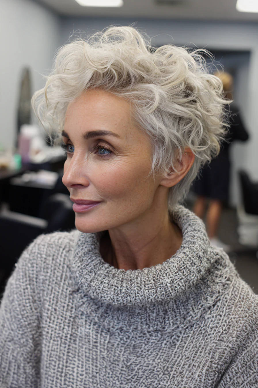 Über 25 Kurzhaarfrisuren für Frauen über 50 mit welligem Haar
