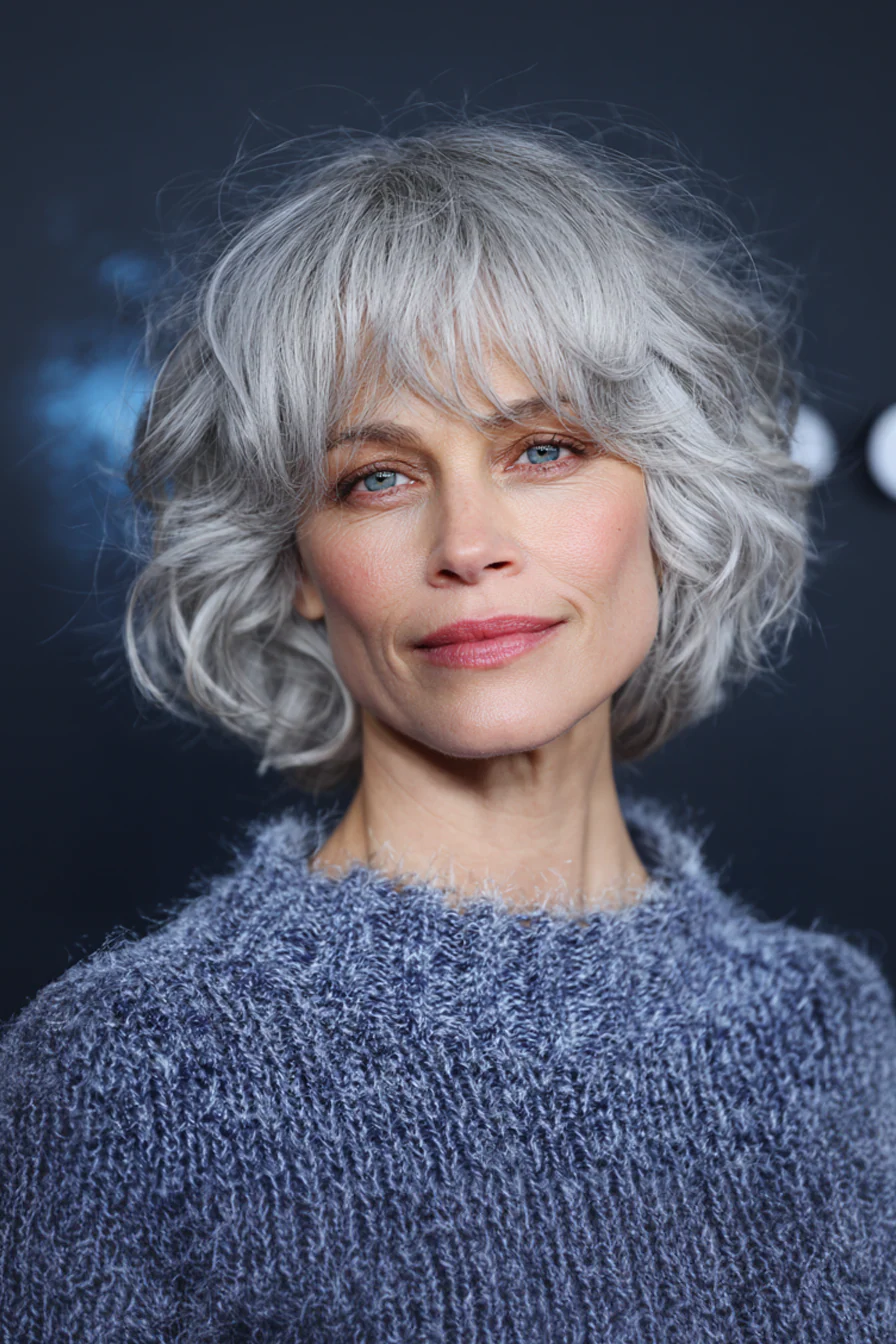 Über 25 Kurzhaarfrisuren für Frauen über 50 mit welligem Haar