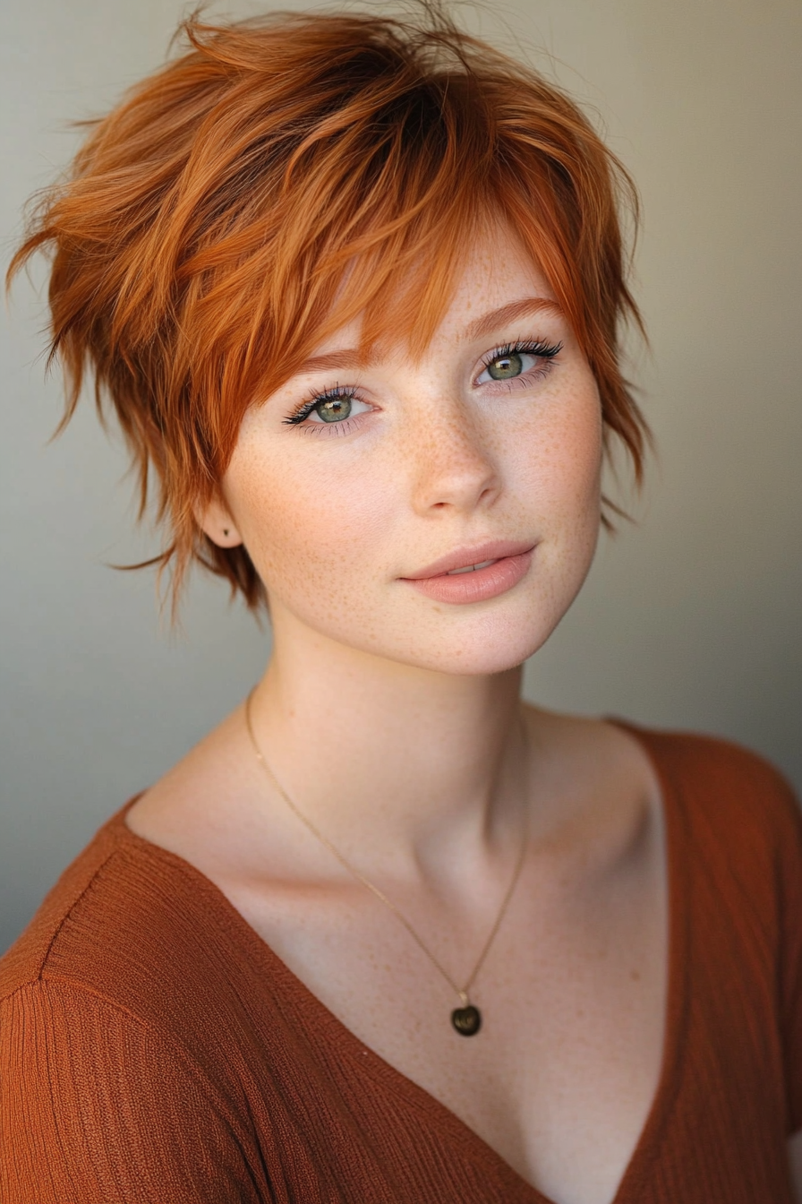 Pixie-Perfektion: Über 20 kupferfarbene Pixie-Frisuren, die die Wärme des Herbstes widerspiegeln