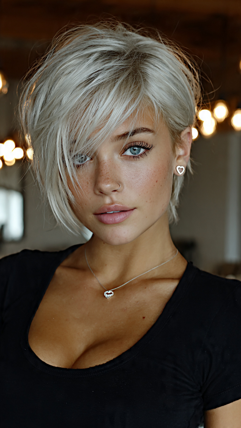Gefrorene Schönheit: Kurzhaar-Inspirationen in Eisigen Silber- und Platintönen
