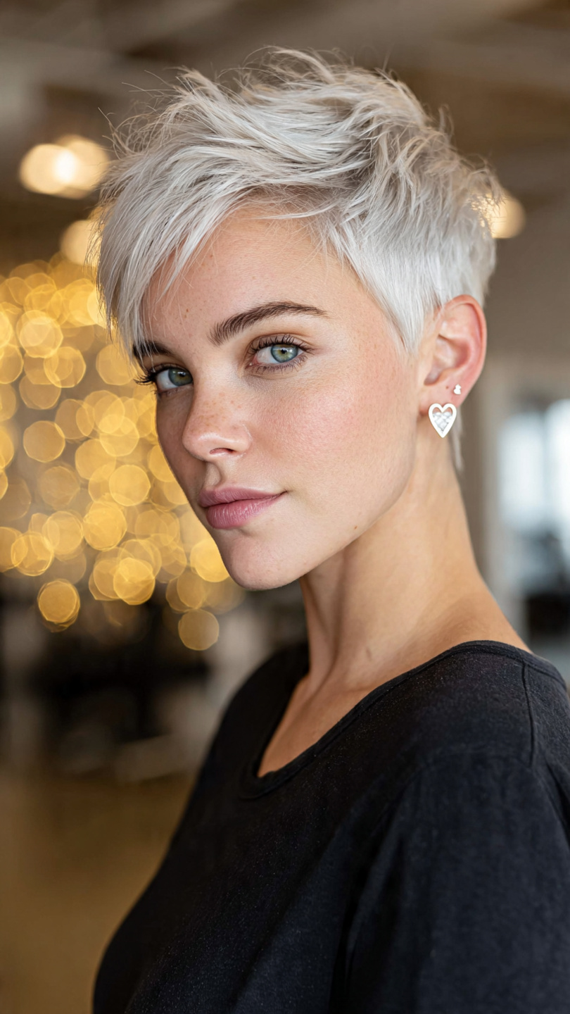 Gefrorene Schönheit: Kurzhaar-Inspirationen in Eisigen Silber- und Platintönen