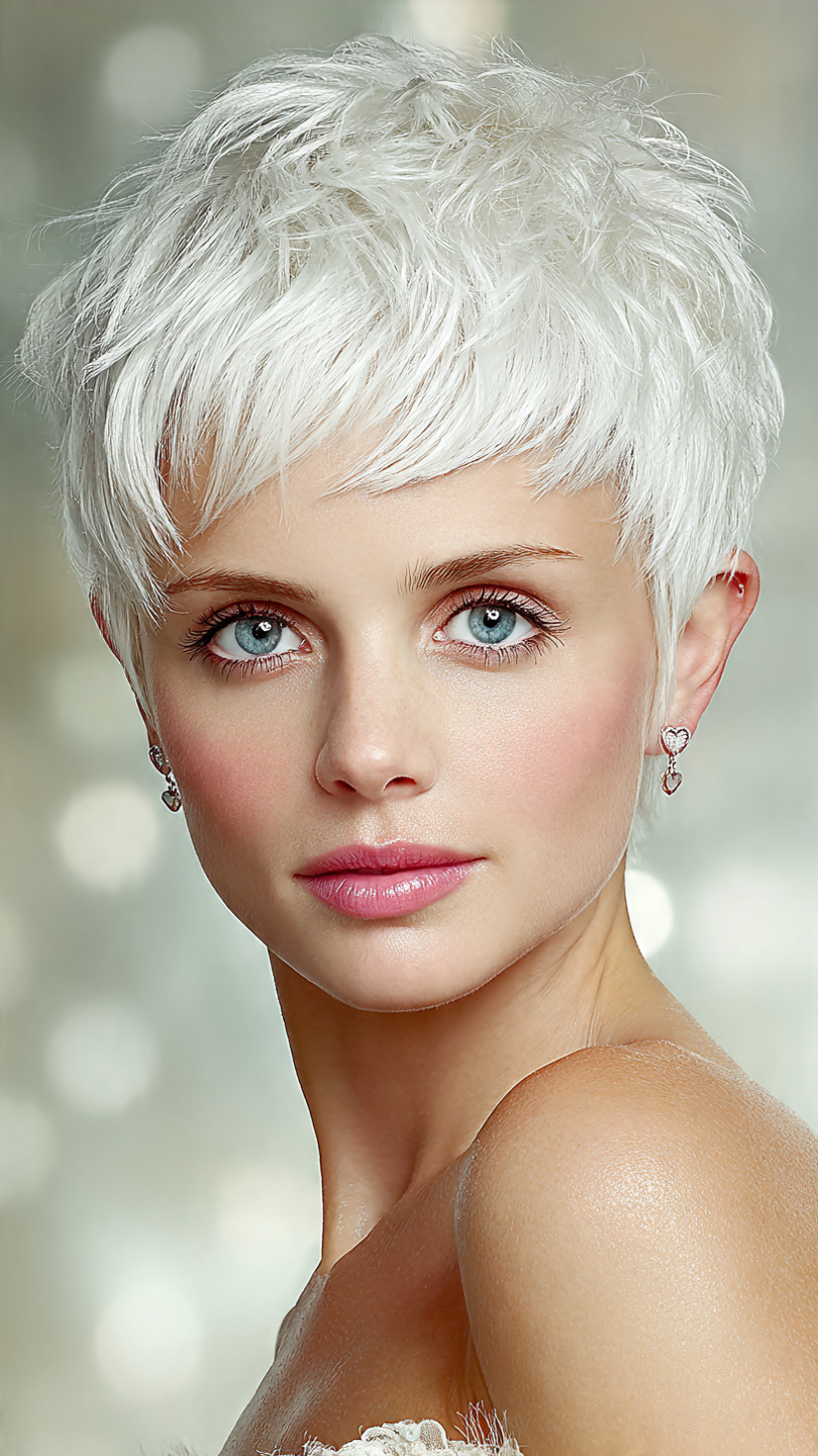 Gefrorene Schönheit: Kurzhaar-Inspirationen in Eisigen Silber- und Platintönen