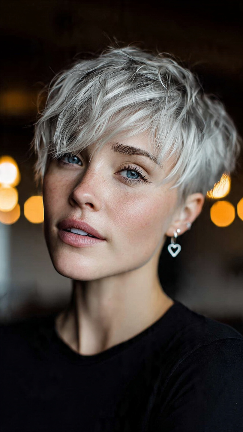 Gefrorene Schönheit: Kurzhaar-Inspirationen in Eisigen Silber- und Platintönen