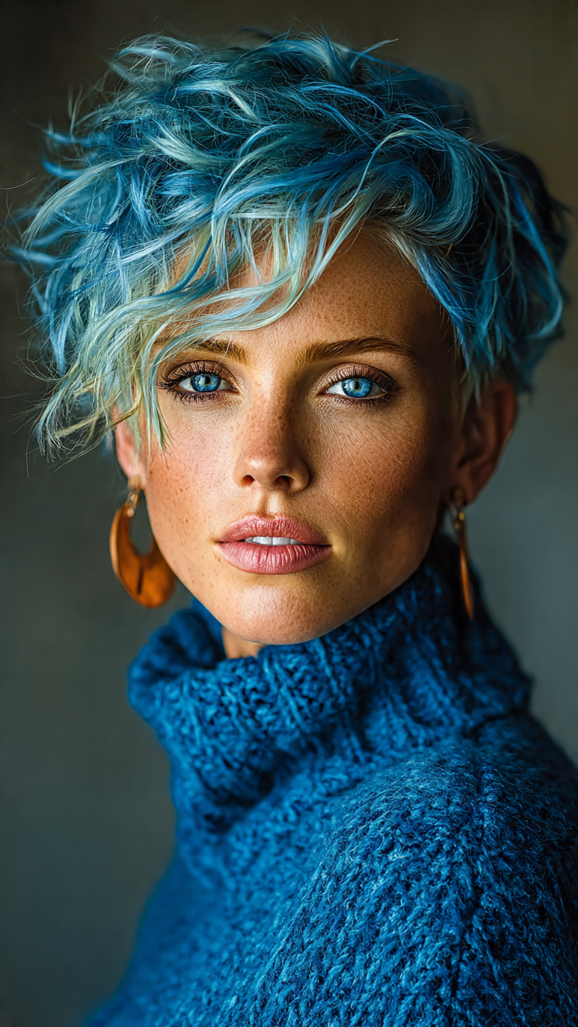Von Denim bis Electric Blue: Die schönsten Blautöne für moderne Kurzhaarfrisuren