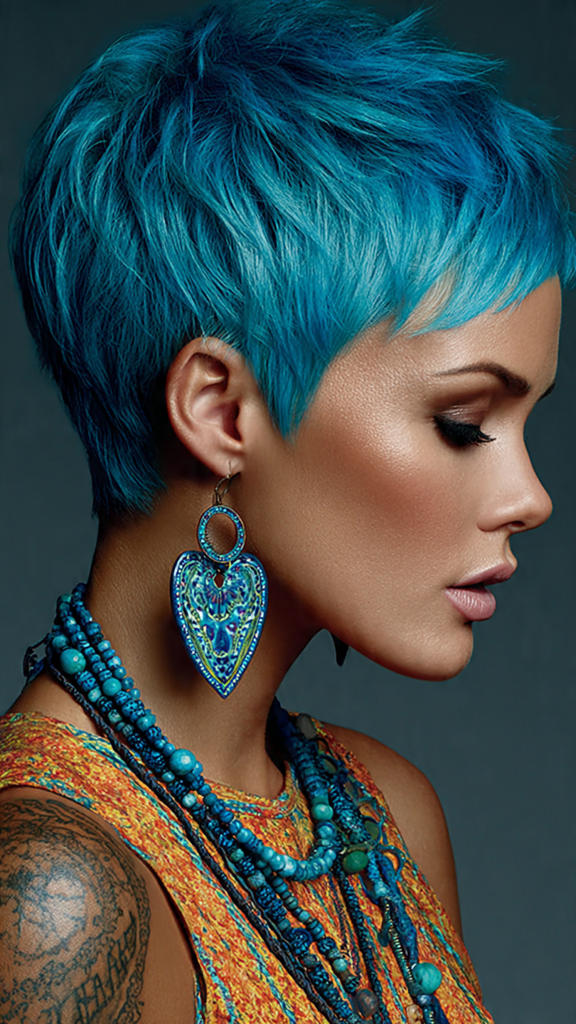 Von Denim bis Electric Blue: Die schönsten Blautöne für moderne Kurzhaarfrisuren