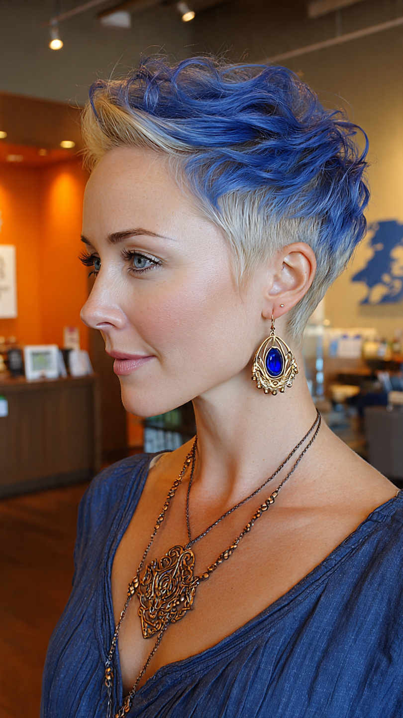 Von Denim bis Electric Blue: Die schönsten Blautöne für moderne Kurzhaarfrisuren