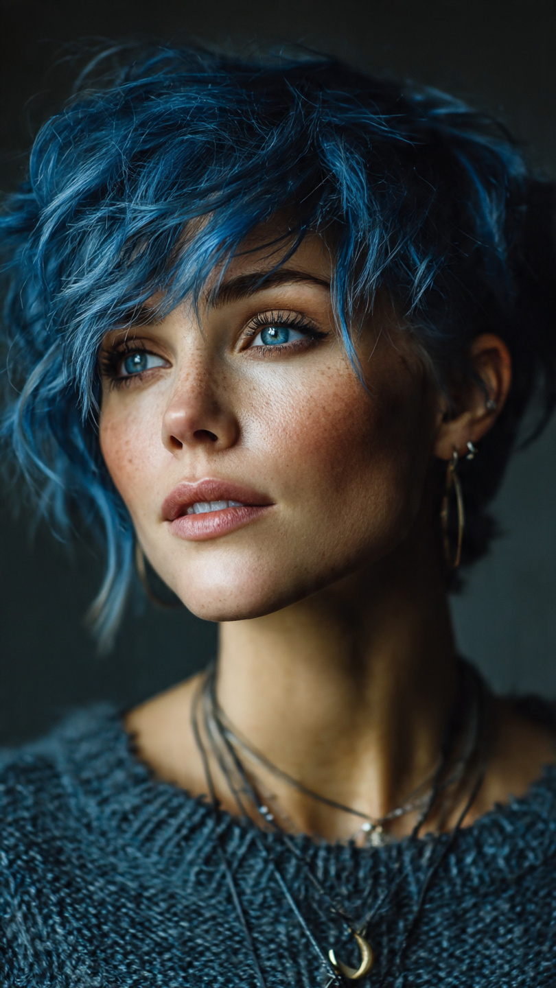 Von Denim bis Electric Blue: Die schönsten Blautöne für moderne Kurzhaarfrisuren
