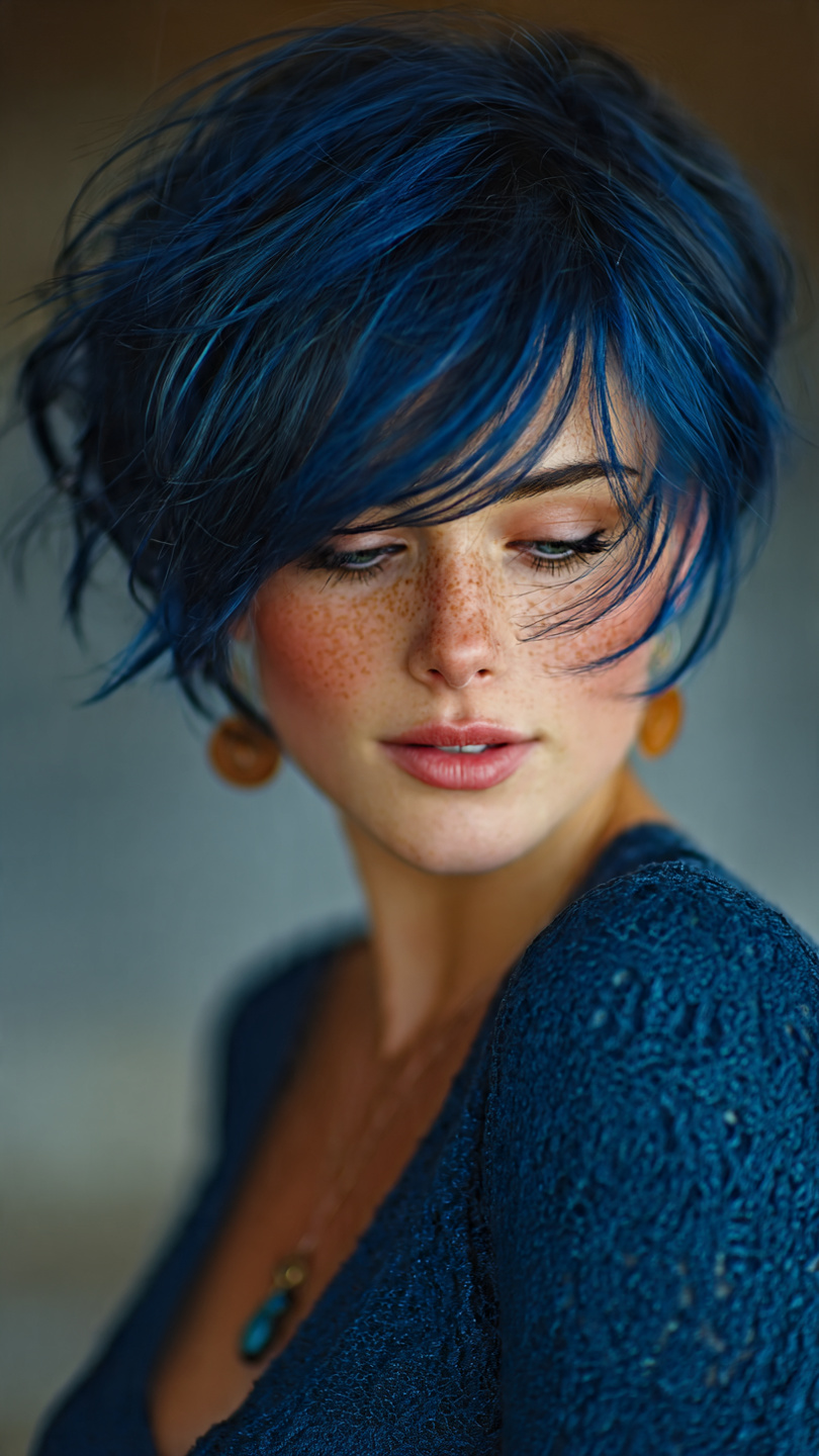 Von Denim bis Electric Blue: Die schönsten Blautöne für moderne Kurzhaarfrisuren