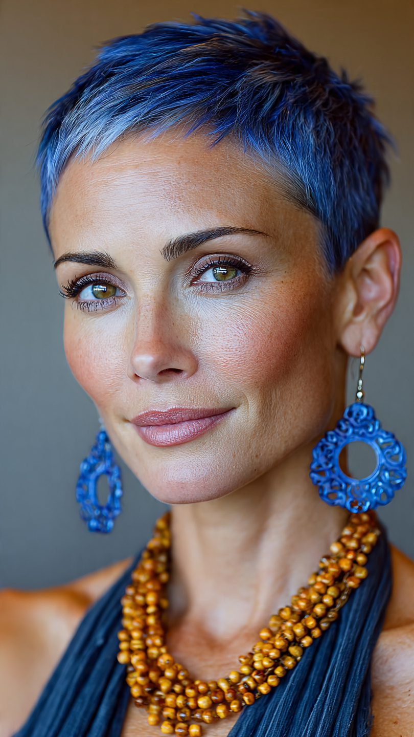 Von Denim bis Electric Blue: Die schönsten Blautöne für moderne Kurzhaarfrisuren