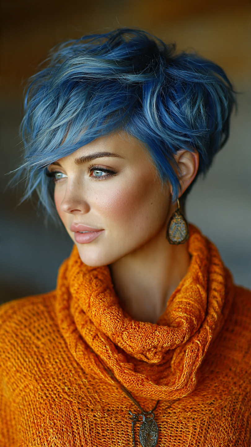 Von Denim bis Electric Blue: Die schönsten Blautöne für moderne Kurzhaarfrisuren