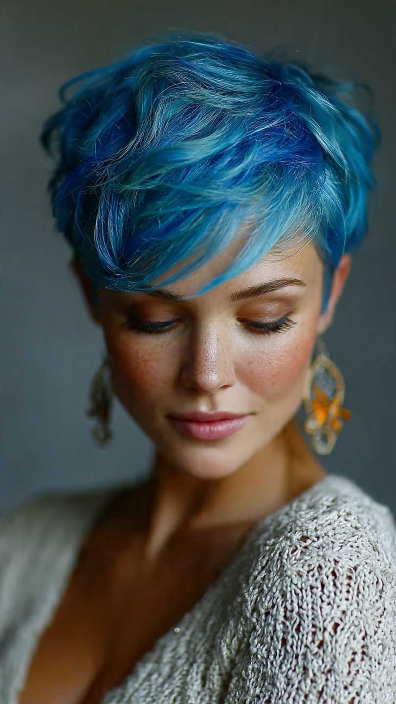 Von Denim bis Electric Blue: Die schönsten Blautöne für moderne Kurzhaarfrisuren