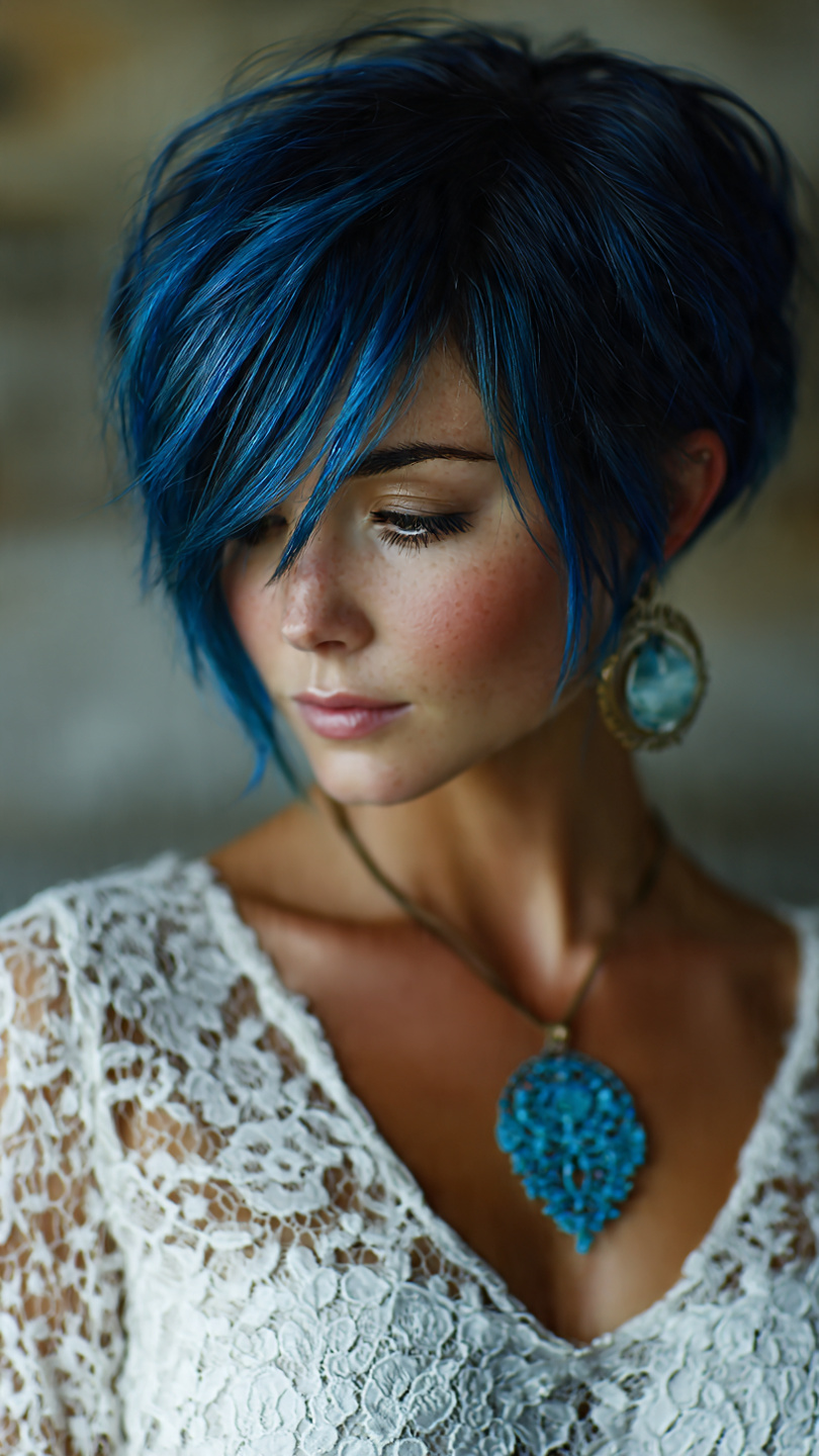 Von Denim bis Electric Blue: Die schönsten Blautöne für moderne Kurzhaarfrisuren