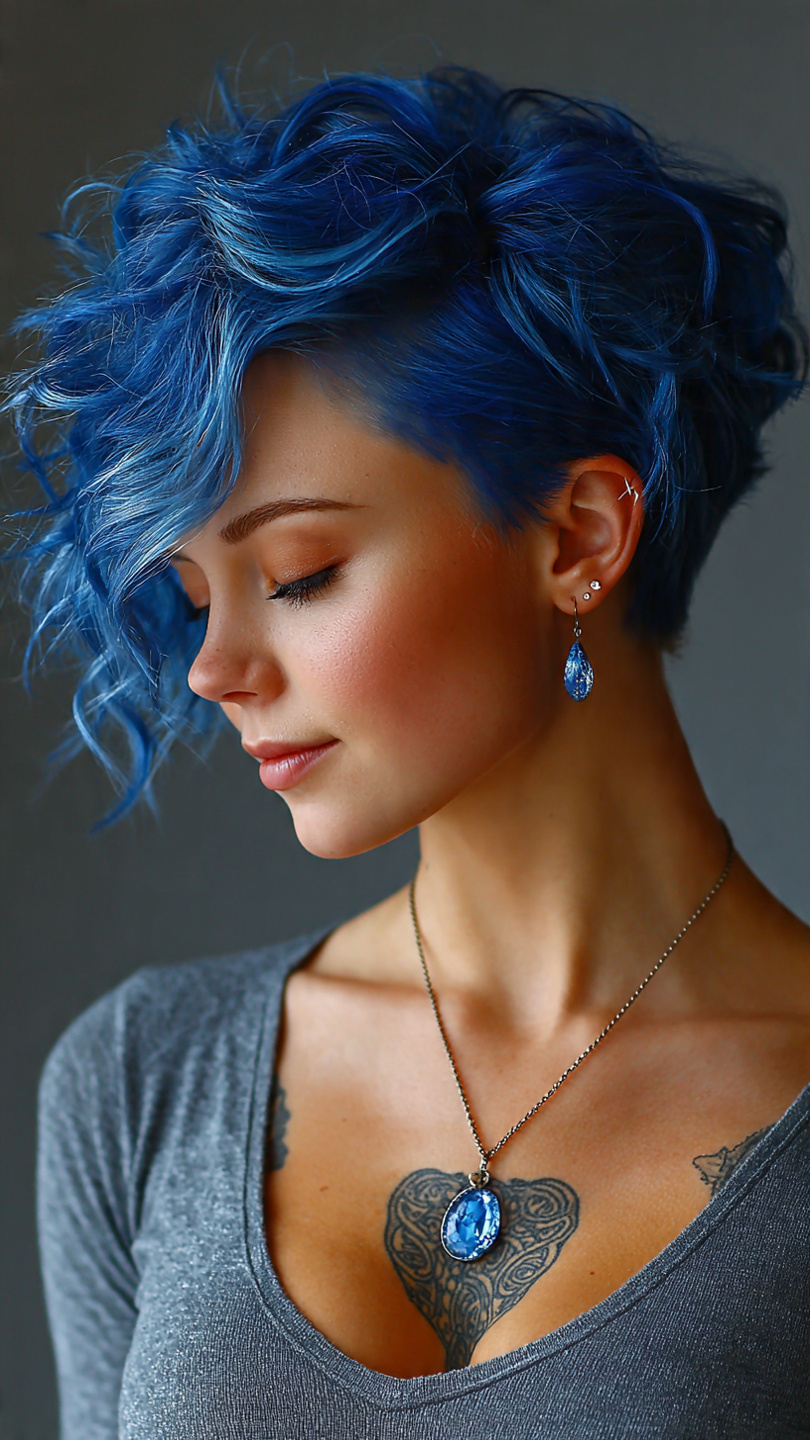 Von Denim bis Electric Blue: Die schönsten Blautöne für moderne Kurzhaarfrisuren