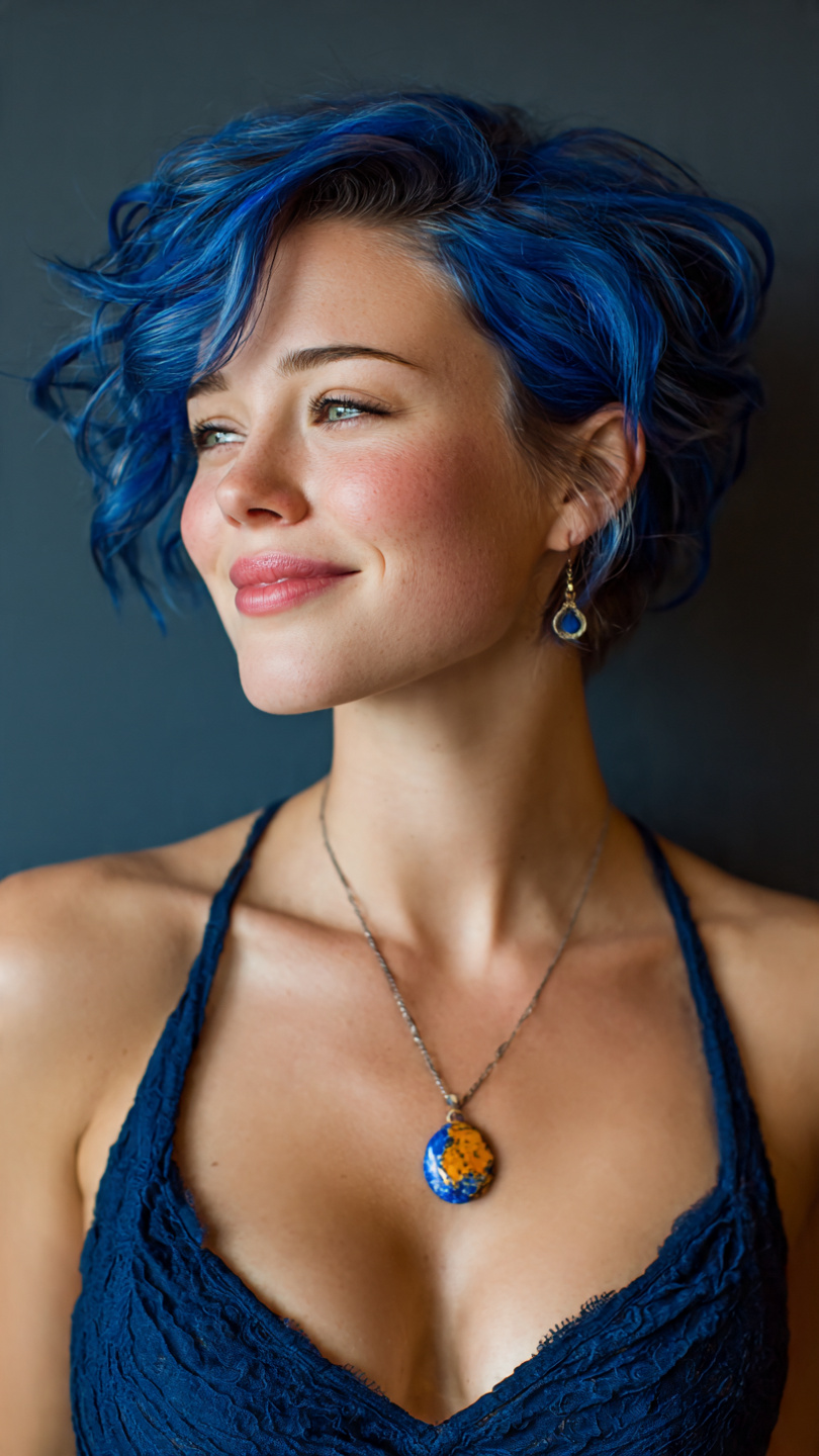 Von Denim bis Electric Blue: Die schönsten Blautöne für moderne Kurzhaarfrisuren