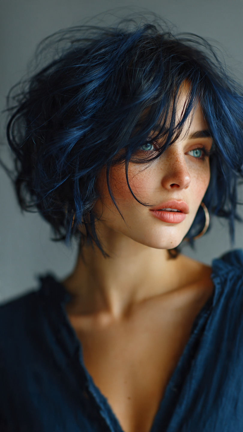Von Denim bis Electric Blue: Die schönsten Blautöne für moderne Kurzhaarfrisuren