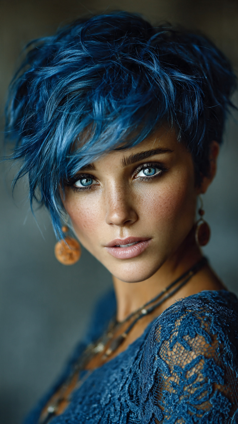 Von Denim bis Electric Blue: Die schönsten Blautöne für moderne Kurzhaarfrisuren