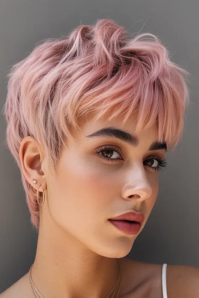 Frische Brise, Frische Farbe: Der Ultimative Frühlings-Look mit Pastellpinken Kurzen Haaren