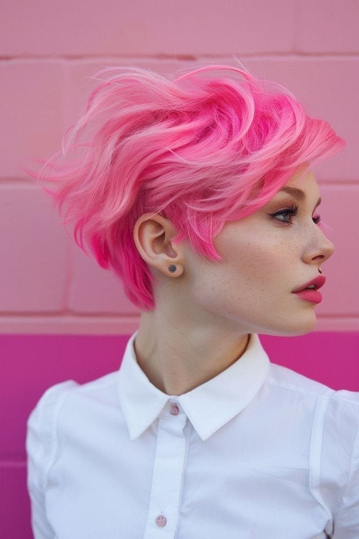 Frische Brise, Frische Farbe: Der Ultimative Frühlings-Look mit Pastellpinken Kurzen Haaren